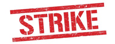 Kırmızı grungy dikdörtgen damga işareti üzerinde STRIKE metin.