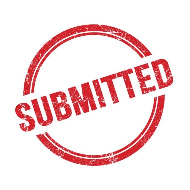 Kırmızı grungy vintage yuvarlak pulu üzerine yazılmış SUBMITTED metni.