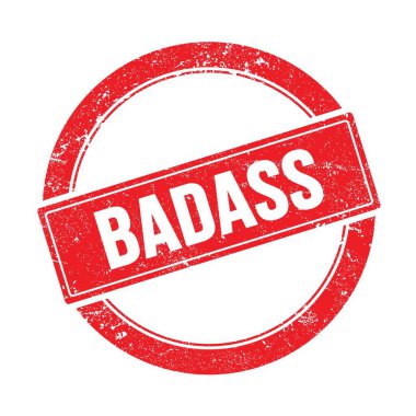 Kırmızı grungy yuvarlak vintage damga üzerinde BADASS metin.