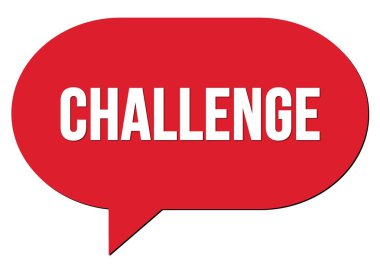 Kırmızı bir konuşma kabarcığı damgasıyla yazılmış CHALLENGE metni