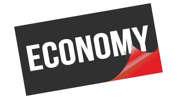 Ekonomin Text Skriven Svart Röd Klistermärke — Stockfoto