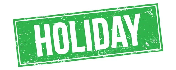 绿色黑色矩形邮票标志上的Holiday文字 — 图库照片