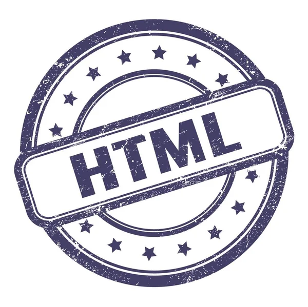 Html Κείμενο Indigo Μπλε Grungy Vintage Στρογγυλό Καουτσούκ Σφραγίδα — Φωτογραφία Αρχείου