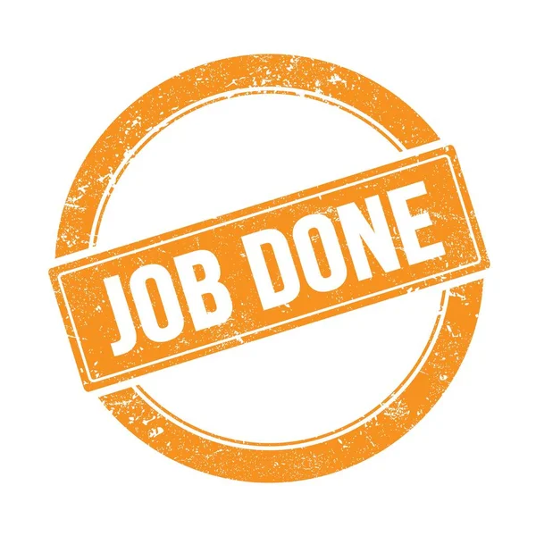 Portakallı grungy round vintage pulu üzerine JoB Done metni.