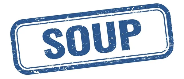 Soup Texto Azul Grungy Vintage Rectángulo Sello — Foto de Stock