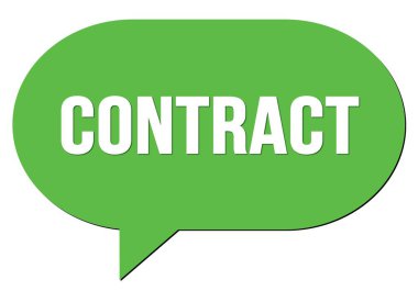 Sözleşme metni yeşil bir konuşma kabarcığı damgası ile yazılmış