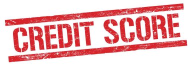 Kırmızı grungy dikdörtgen damga işareti üzerinde CREDIT skor metni.