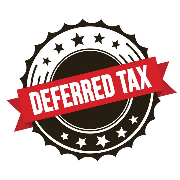 Deferred Tax Texto Sobre Insignia Cinta Marrón Roja Sello —  Fotos de Stock