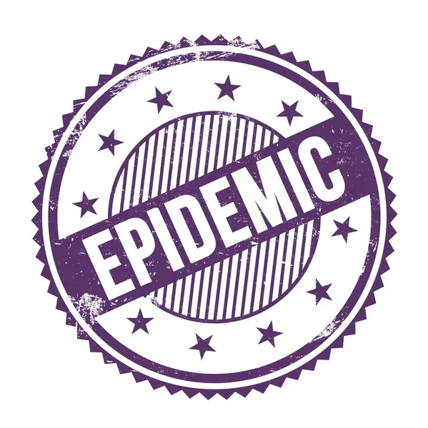 Epidemic Text上で書かれた紫色の藍のグランジージグザグボーダーラウンドスタンプ — ストック写真