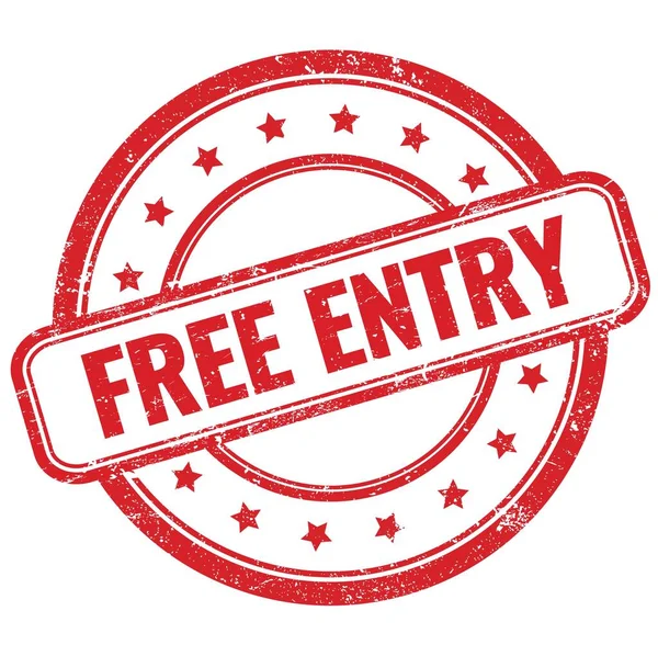 Kırmızı, eski, kirli, yuvarlak, lastik damgalı ücretsiz giriş metni..