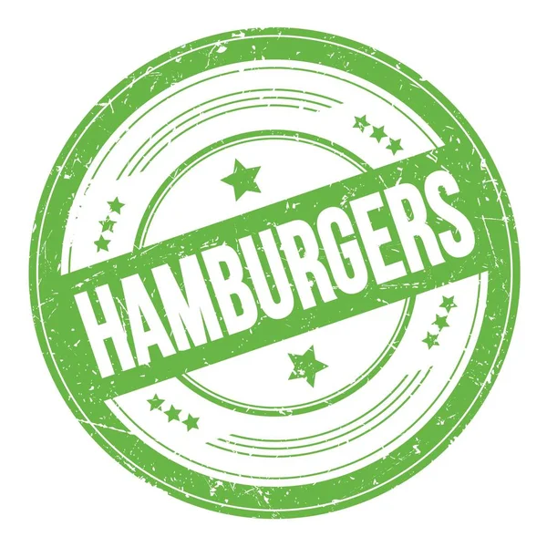 Hamburgers Texto Verde Redondo Selo Textura Grungy — Fotografia de Stock