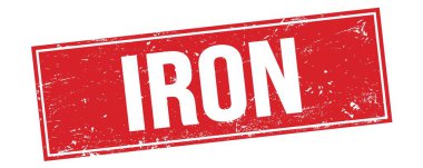 Kırmızı grungy dikdörtgen damga işareti üzerindeki IRON metni.