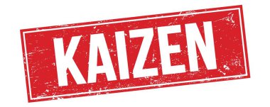 Kırmızı grungy dikdörtgen damga işareti üzerinde KAIZEN metin.