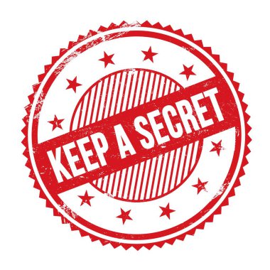 Kırmızı grungy zig zag kenarları yuvarlak pul üzerine yazılmış bir SECRET metin tutun.