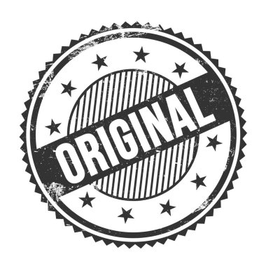 ORIGINAL metin siyah grungy zig zag kenarları yuvarlak pul üzerine yazılmış.