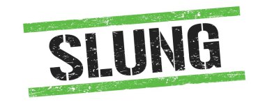 Siyah yeşil çizgiler üzerindeki SLUNG metni pul işareti.