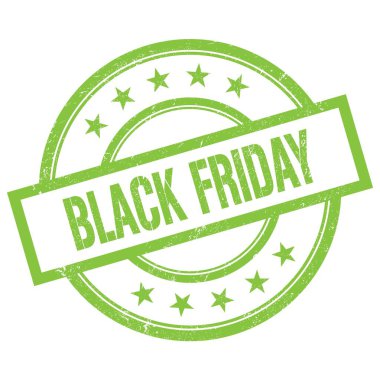 Siyah Cuma metni yeşil yuvarlak vintage kauçuk damga üzerine yazılmış.