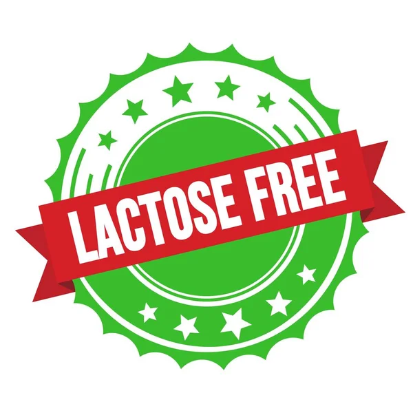 LACTOSE FREE text on red green ribbon badge stamp.