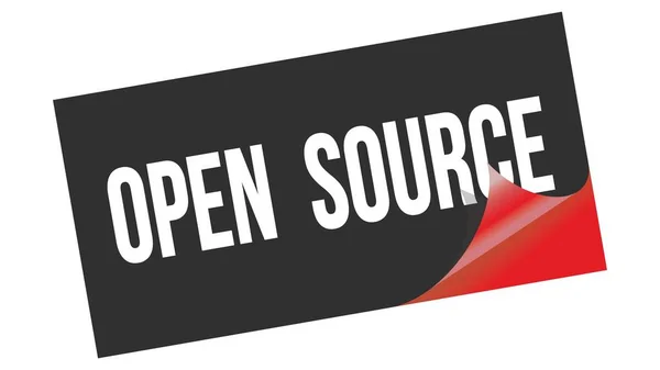 Текст Open Source Написаний Чорно Червоній Наклейці — стокове фото