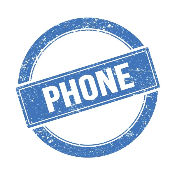 Текст Phone Синьому Гранжевому Круглому Вінтажному Штампі — стокове фото