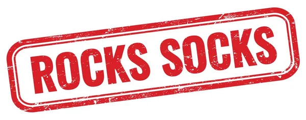 Rocks Socks Szöveg Piros Grungy Téglalap Bélyegző — Stock Fotó