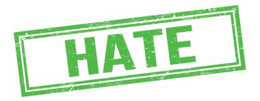 Yeşil grungy vintage dikdörtgen damgalı nefret metni.