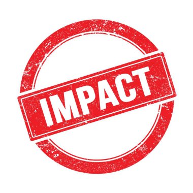 Kırmızı grungy yuvarlak vintage damga üzerinde IMPACT metin.