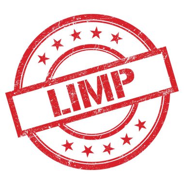 Kırmızı yuvarlak plastik damga üzerine yazılmış LIMP metni.