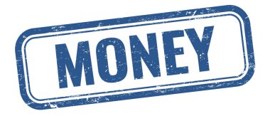 Mavi grungy vintage dikdörtgen damgalı para metni.