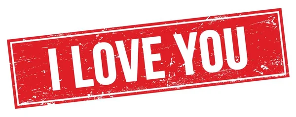 Love You Text Red Grungy Rectangle Stamp Sign — Stock Photo, Image