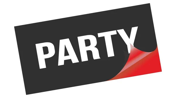Party Text Written Black Red Sticker Stamp — Stock Photo, Image