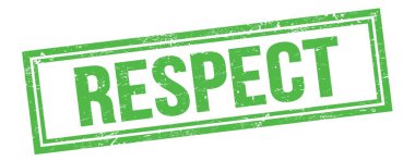 Yeşil grungy vintage dikdörtgen damgası üzerine saygı metni.