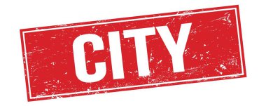 Kırmızı grungy dikdörtgen damga işareti üzerinde şehir metni.
