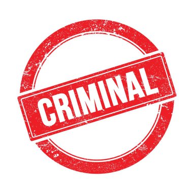 Kırmızı grungy yuvarlak vintage pul CRIMINAL metin.