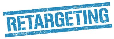 RETARGETING text on blue grungy rectangle stamp sign. clipart