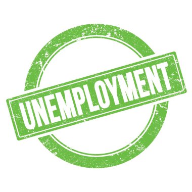 Yeşil grungy yuvarlak vintage pul üzerinde UNEMPLOYMENT metin.