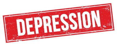 Kırmızı grungy dikdörtgen damga işareti üzerinde depresif metin.