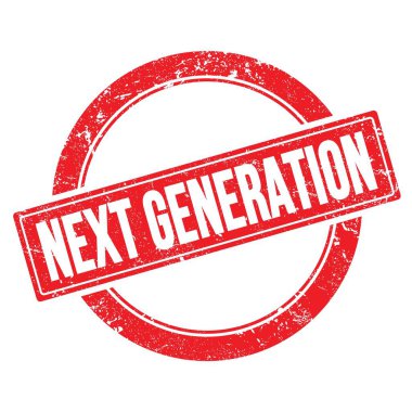 NEXT GENERATION kırmızı grungy yuvarlak vintage pul metin.