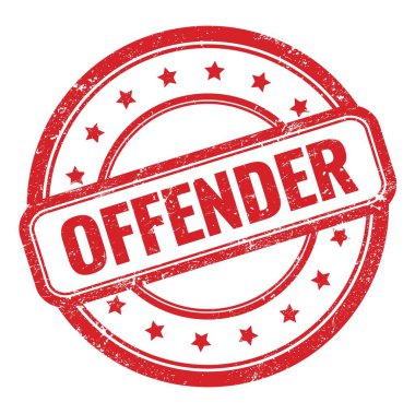 Kırmızı grungy vintage yuvarlak kauçuk mühür üzerine OFFENDER metin.