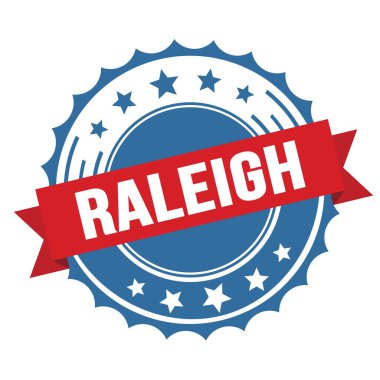 Kırmızı mavi rozet damgasında RALEIGH metni.