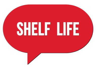 SHELF HAYAT metni kırmızı bir konuşma kabarcığı damgası ile yazılmış