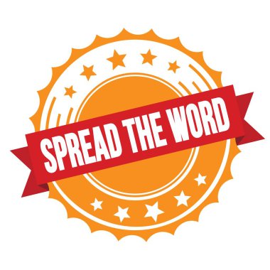 Kelime metnini kırmızı turuncu rozet damgasına yay.