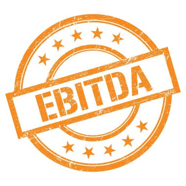 EBITDA metin turuncu yuvarlak vintage kauçuk damga üzerine yazılmış.