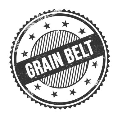 GRAIN BELT text written on black grungy zig zag borders round stamp.