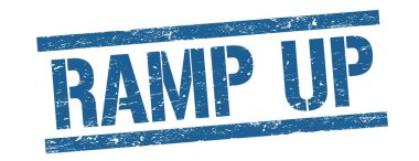 RAMP UP text on blue grungy lines stamp sign.