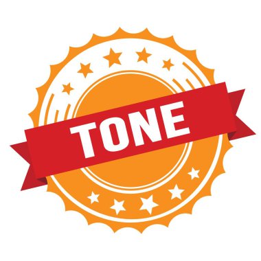 TONE text on red orange ribbon badge stamp.