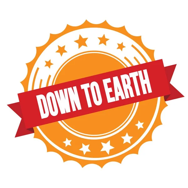 Earth Text Red Orange Ribbon Badge Stamp — Foto de Stock