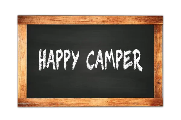 Happy Camper Text Written Black Wooden Frame School Blackboard — ストック写真