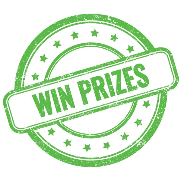 Win Prizes Text Green Vintage Grungy Rubber Stamp — Stock Fotó
