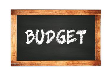 BUDGET text written on black wooden frame school blackboard.